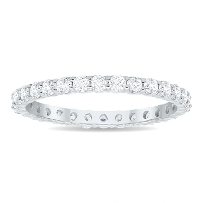 Monary 1 Carat Tw Thin Low Set Diamond Eternity Band In 10k White Gold In Silver