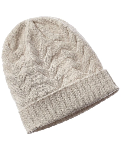Hannah Rose Chunky Cable Cashmere Hat In Beige