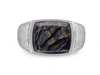 MONARY GREY PICTURE JASPER STONE SIGNET RING IN STERLING SILVER