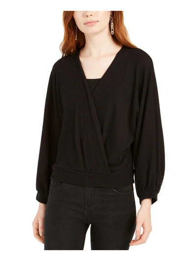 1.state Womens Ribbed Surplice Wrap Top In Black