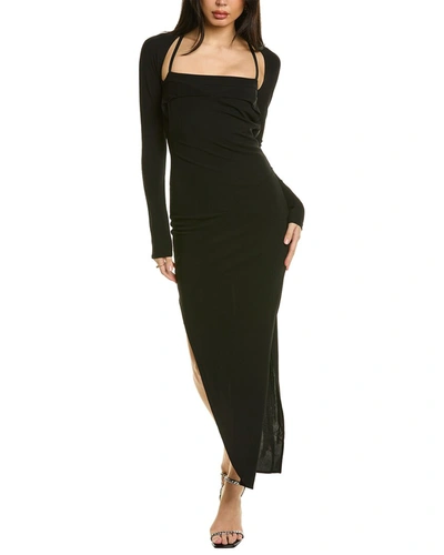 Helmut Lang Backless Long-sleeved Maxi Dress In Black