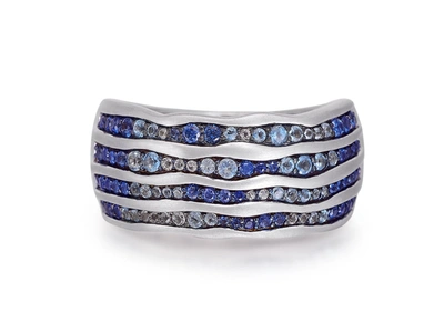 Monary Maverick Surfer Sterling Silver Blue Sapphire & Topaz Stone Band Ring