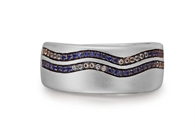 Monary Life's A Beach Sterling Silver Blue Sapphire & Topaz Stone Band Ring