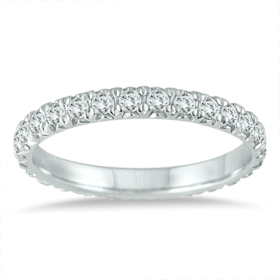 Monary 1 1/2 Carat Tw Shared Prong Diamond Eternity Band In 10k White Gold In Silver