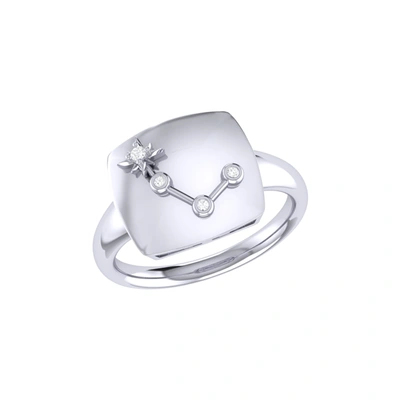 Monary Aries Ram Diamond Constellation Signet Ring In Sterling Silver In White