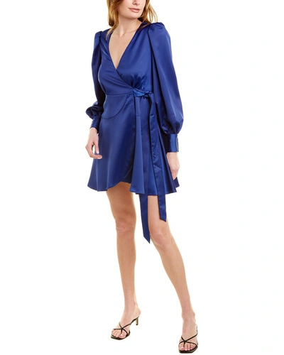 One 33 Social One33 Social By Badgley Mischka Satin Wrap Cocktail Dress In Blue