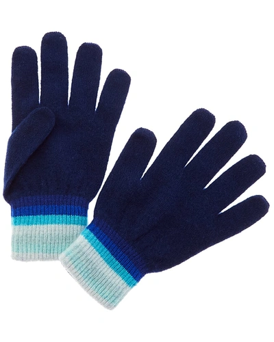 Scott & Scott London Gradient Stripe Cashmere Gloves In Blue