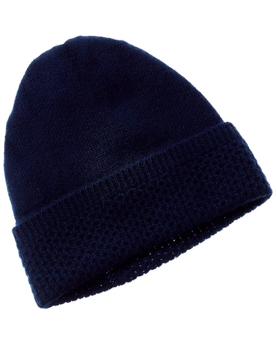 Forte Cashmere Texture Cashmere Hat In Blue