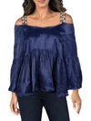 SANCIA THE ESCALES WOMENS RUCHED COLD SHOULDER BLOUSE