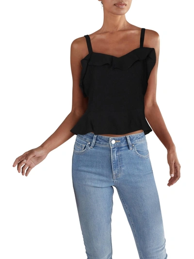 Lucy Paris Ava Womens Ruffled Ribbed Crop Top In Black
