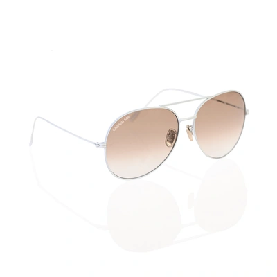Carmen Sol White Aviator Sunglasses In Gradient Brown