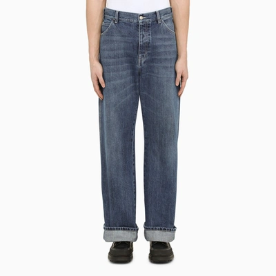 Alexander Mcqueen Loose Blue Cotton Jeans