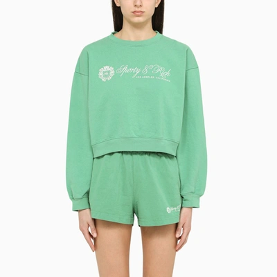 Sporty And Rich Sporty Rich Regal Cropped Crewneck Sweatshirt In Green