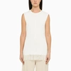 Loulou Studio Sleeveless Tunic Top With Fringed Trim In White