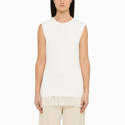 LOULOU STUDIO LOULOU STUDIO IVORY TOP WITH FRINGES,SORIAVI/M_LOULO-IV_323-XS