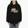 Balenciaga Dirty Oversize Bb Logo Cotton Hoodie In Black