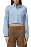 Rag & Bone Morgan Cropped Striped Cotton-poplin Shirt In Ltblue Str