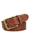 FRYE LEATHER COVERED WOVEN BELT