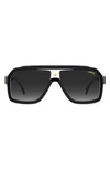 CARRERA EYEWEAR 60MM GRADIENT POLARIZED RECTANGULAR SUNGLASSES