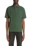 Saint Laurent Embroidered Monogram Cotton Blend Polo In Green