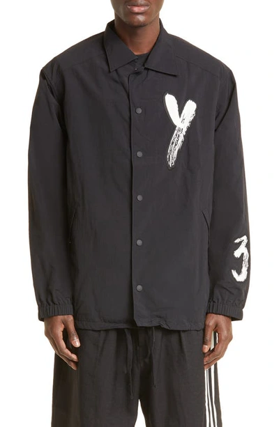 Y-3 Drawn-logo Shirt Jacket In Black
