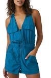 Fp Movement Noiseless Back On Trek Romper In Blue Teal