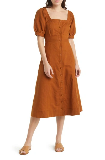 Madewell Layton Midi Slipdress In Warm Coffee