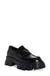 Prada Monolith Lug Sole Loafer In Black