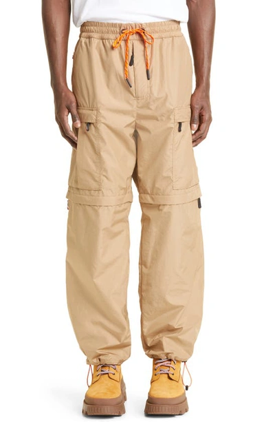 Moncler Zip-off Cargo Pants In Light Brown