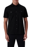 Bugatchi Men's Ooohcotton Short-sleeve Shirt With Chest Pockets In Black