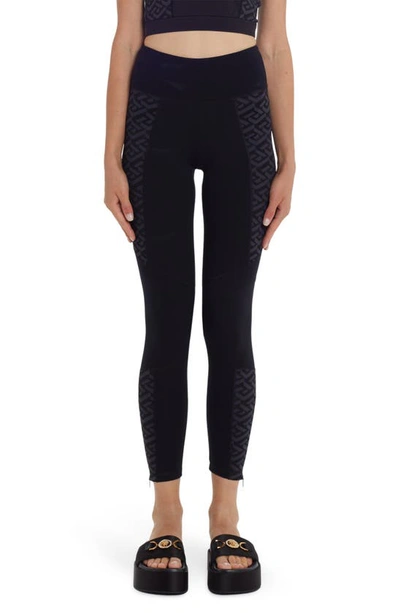 VERSACE VERSACE LA GRECA ZIP HEM LEGGINGS