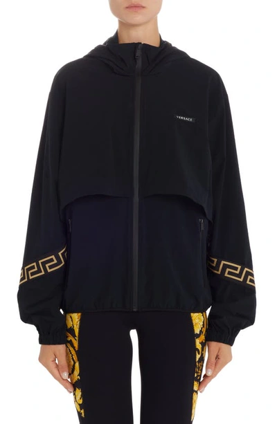 Versace Vers Greca Trk Jkt W Hn Log Frnt W Logo On Slv In Black