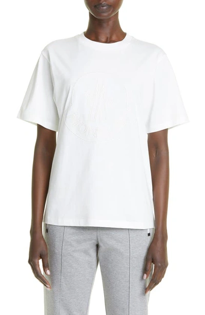 Moncler Embroidered Logo Cotton T-shirt In White