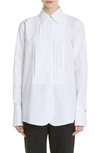 Jil Sander Relaxed Fit Cotton Poplin Tuxedo Shirt In White