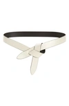 Isabel Marant Lecce Knotted Metallic Leather Belt In Chalk/ Black