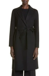 Max Mara Pauline Belted Virgin Wool Coat In Black