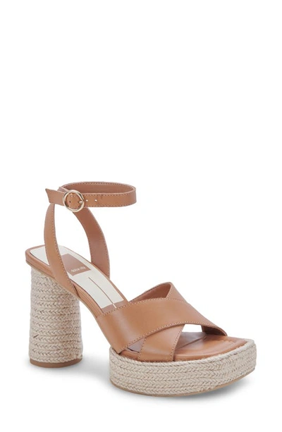 Dolce Vita Arlow Womens Leather Ankle Strap Espadrilles In Luggage Leather