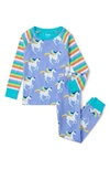 HATLEY KIDS' GALLOPING UNICORNS COTTON FITTED TWO-PIECE PAJAMAS