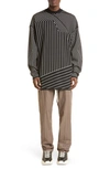 RICK OWENS TOMMY STRIPE MOCK NECK WOOL SWEATER