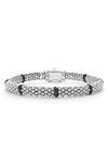 Lagos Sterling Silver Black Caviar Diamond Bracelet In Black