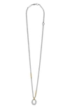 Lagos Sterling Silver Caviar Diamond Oval Pendant Necklace In Gold