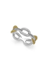 Lagos 18k Yellow Gold & Sterling Silver Caviar Lux Small Diamond Oval Link Eternity Band Ring In Gold