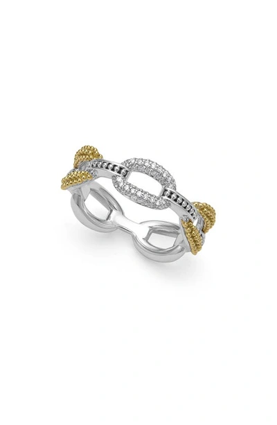 LAGOS LAGOS CAVIAR LUXE DIAMOND PAVÉ LINK RING