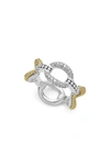 Lagos 18k Yellow Gold & Sterling Silver Caviar Lux Large Diamond Oval Link Eternity Band Ring In Gold