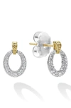 Lagos Two Tone Caviar Diamond Oval Earrings In Gold