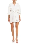 Endless Rose Tie Waist Mini Shirtdress In White