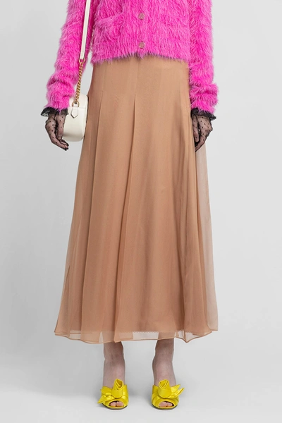 Gucci Silk Chiffon Skirt In Beige