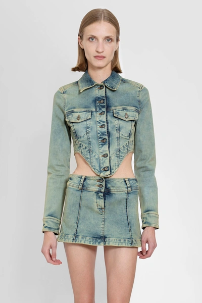 Knwls Claw Crop Denim Jacket In Green