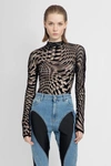 Mugler Star-print Semi-sheer Top In Black