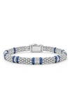 Lagos Four Station Diamond Blue Caviar Bracelet In Sterling Silver In Marine